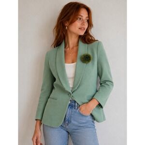 Willow Ridge Vintage Sage Green 100% Wool Shawl Collar Blazer Jacket 8P
